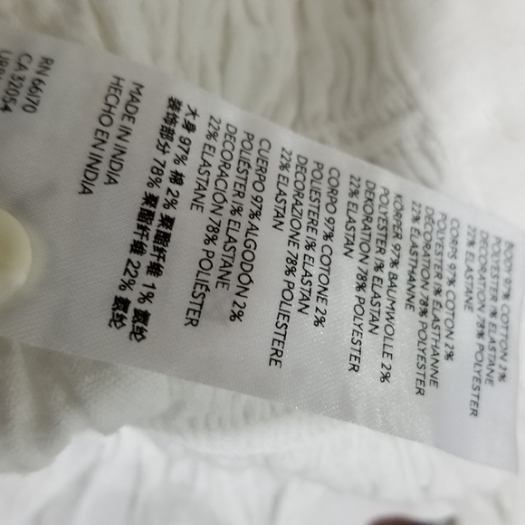 Urban Outfitters Tulla Smocked Crop Top White Tie Shoulder Medium - Picture 6 of 10